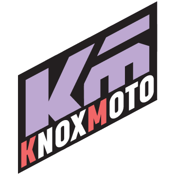 KME - Knox Moto logo featuring stylized letters in purple and red